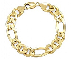 14k Yellow Gold Men Solid Figaro Bracelet (13.3MM,8.50