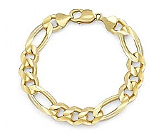 14k Yellow Gold Men Solid Figaro Bracelet (11.7MM,8.50