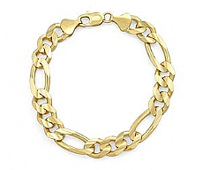 14k Yellow Gold Men Solid Figaro Bracelet (10.5MM,8.50