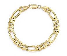 14k Yellow Gold Men Solid Figaro Bracelet (9.5mm,8.50
