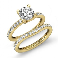 Eternity Pave Bridal Set diamond Ring 18k Gold Yellow