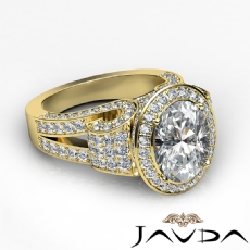 Split Shank Antique Style Halo diamond Ring 18k Gold Yellow