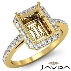 Diamond Engagement Ring Halo Setting 14k Gold Yellow Emerald Semi Mount  (0.45Ct. tw.)