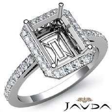 Diamond Engagement Ring Halo Setting 14k White Gold Emerald Semi Mount 0.45Ct