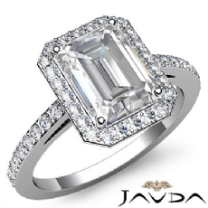 Filigree Halo Pave Sidestone diamond Ring 14k Gold White