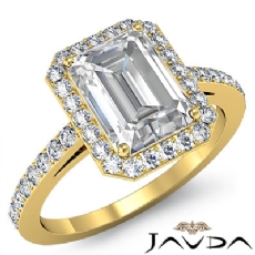 Filigree Halo Pave Sidestone diamond Ring 18k Gold Yellow