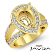 Diamond Engagement 18k Yellow Gold Halo Pave Setting Pear Semi Mount Ring 0.65Ct - javda.com 