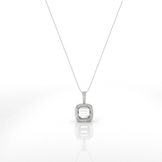 Halo Pave Round Cut Semi Mount Diamond Bail Pendant in 14k White Gold 0.45 Ct