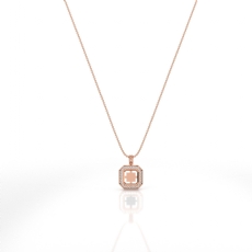Round Pave Set Diamond Solitaire Pendant for Asscher Cut 14k Rose Gold  (0.57Ct. tw.)