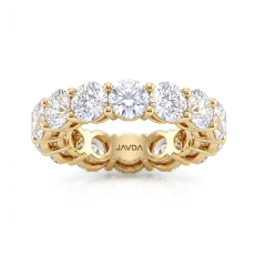 Women's Prong Set Round Lab Grown Diamond Wedding Band in 14k Gold Yellow  (7.1Ct. tw.)
