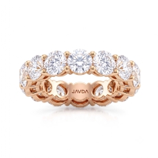 Women's Prong Set Round Lab Grown Diamond Wedding Band in 18k Rose Gold  (7.1Ct. tw.)