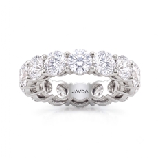 Women's Prong Set Round Lab Grown Diamond Wedding Band in 14k White Gold 7.10ctw