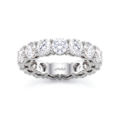 Lab Grown Round Diamond Prong Set Women Eternity Wedding Band 14k W Gold 6.25ctw