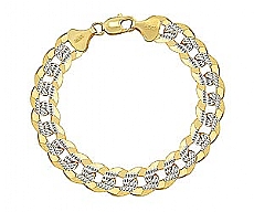 14k 2Tone Gold Men Solid Cuban Bracelet (11.70mm,8.50