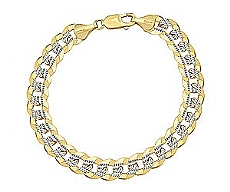 14k 2Tone Gold Men Solid Cuban Bracelet (9.60mm,8.50