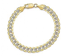 14k 2Tone Gold Men Solid Cuban Bracelet (8.10MM,8.50