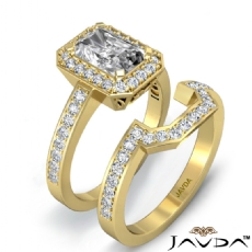Filigree Halo Pave Bridal Set diamond Ring 18k Gold Yellow