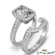 Filigree Halo Pave Bridal Set diamond Ring 18k Gold White