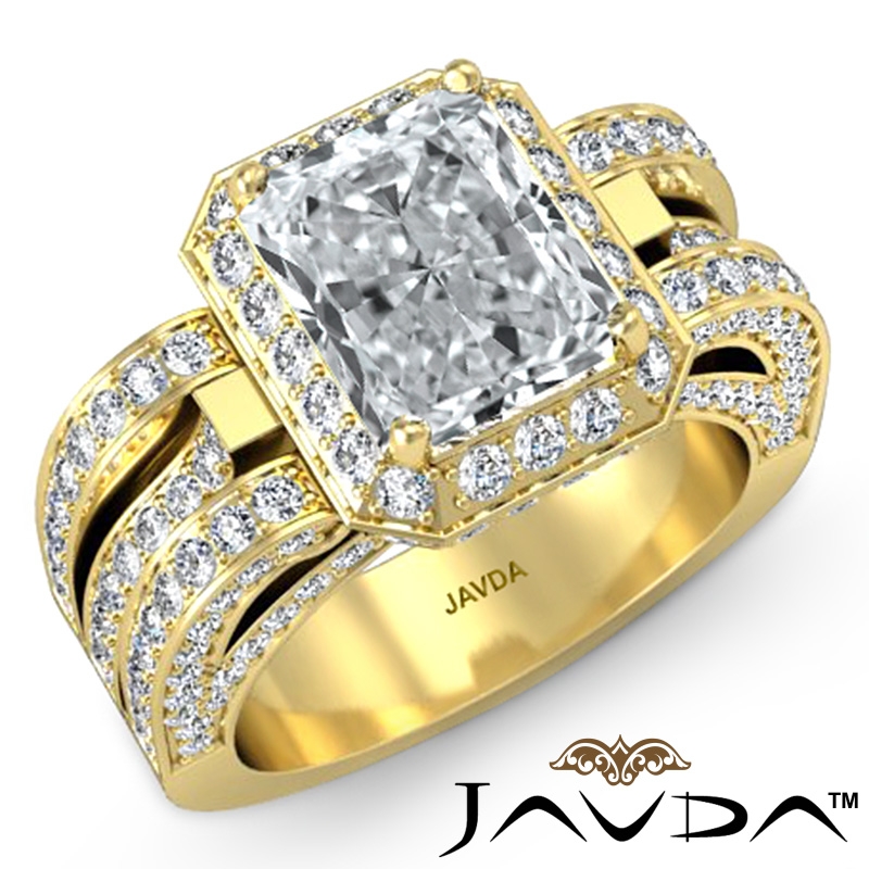 Radiant Diamond Engagement Ring 14k Yellow Gold 2.95ctw