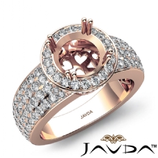 Diamond Engagement Ring Halo Pave Setting Round Semi Mount 14k Rose Gold  (2Ct. tw.)