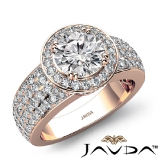 4 Row Shank Halo Pave Setting diamond Ring 18k Rose Gold