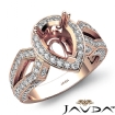 Pear Cut Halo Setting Diamond Engagement Ring Semi Mount 14k Rose Gold 1.35Ct - javda.com 