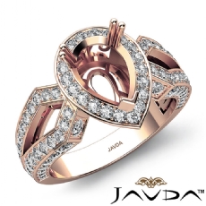 Pear Cut Halo Setting Diamond Engagement Ring Semi Mount 14k Rose Gold  (1.35Ct. tw.)