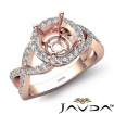 Round Semi Mount Diamond Engagement Ring Split-Curve Shank 14k Rose Gold 0.7Ct - javda.com 