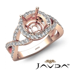 Round Semi Mount Diamond Engagement Ring Split-Curve Shank 14k Rose Gold  (0.7Ct. tw.)