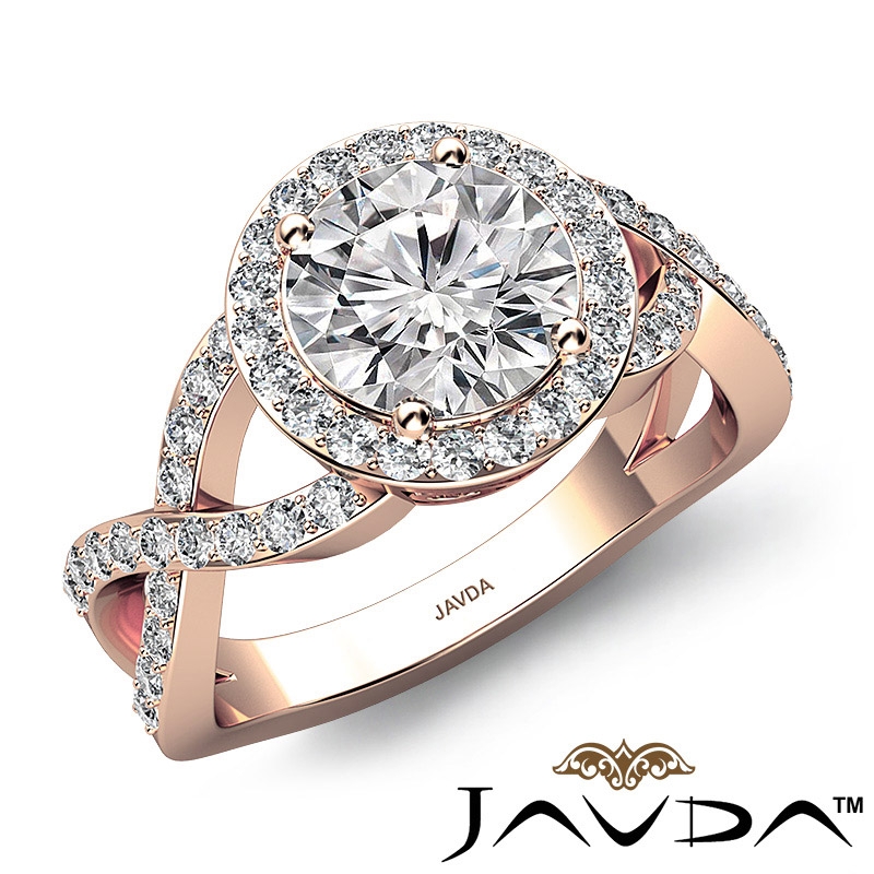 Halo Pave Cross Shank Filigree diamond  14k Rose Gold