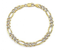 14k 2Tone Gold Men Solid Figaro Bracelet (7.60MM,8.50