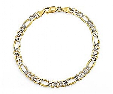 14k 2Tone Gold Men Solid Figaro Bracelet (5.80MM,8