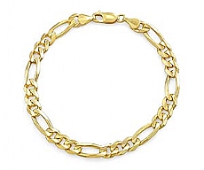 14k Yellow Gold Men Solid Figaro Bracelet (6.9mm,8.50