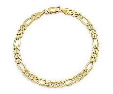 14k Yellow Gold Men Solid Figaro Bracelet (5.7mm,8.50