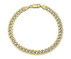 14k 2Tone Gold Men Solid Cuban Bracelet (4.8mm,7