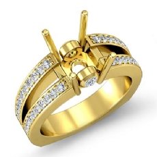 Round Side Diamond Engagement Ring Classic 14k Gold Yellow Semi Mount (0.35Ct. tw.)