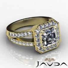 Split Shank Halo Sidestone diamond Ring 18k Gold Yellow