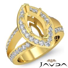 Marquise Semi Mount Diamond Engagement Halo Pave Setting Ring 14k Gold Yellow  (0.64Ct. tw.)