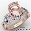 Cushion Diamond Three 3 Stone Anniversary Set Ring 14k Rose Gold Semi Mount 1.4Ct - javda.com 