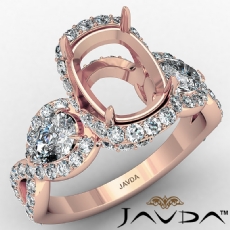 Cushion Diamond Three 3 Stone Anniversary Set Ring 14k Rose Gold Semi Mount  (1.4Ct. tw.)