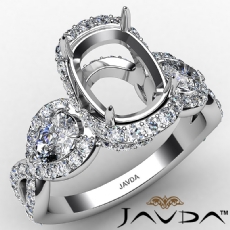 Cushion Diamond Three 3 Stone Anniversary Set Ring 14k W Gold Semi Mount 1.4Ctw.