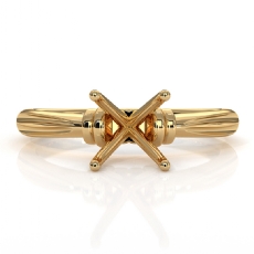 4.85g Diamond Ridged Solitaire Engagement Ring Setting 18k Gold Yellow Semi Mount 2.6mm