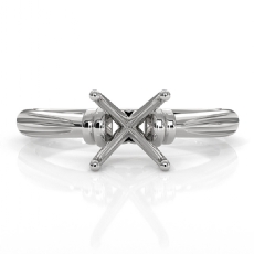 4.2g Ridged Solitaire Engagement Ring Setting 14k White Gold Semi Mount 2.6mm