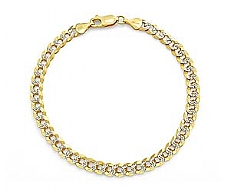 14k 2Tone Gold Men Solid Cuban Bracelet (5.90mm,8.50