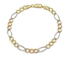 14k Tri Gold Men Solid Cuban Bracelet (6.40mm,8.50