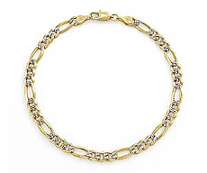 14k 2Tone Gold Men Solid Figaro Bracelet (4.50mm,7