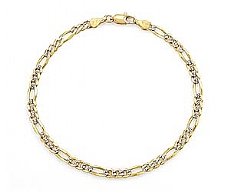 14k 2Tone Gold Men Solid Figaro Bracelet (3.80mm,7