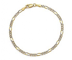 14k 2Tone Gold Men Solid Figaro Bracelet (3.10mm,7