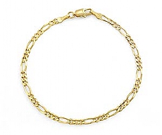 14k Yellow Gold Men Solid Figaro Bracelet (3.10mm,7