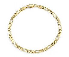 14k Yellow Gold Men Solid Figaro Bracelet (6.80mm,8.75